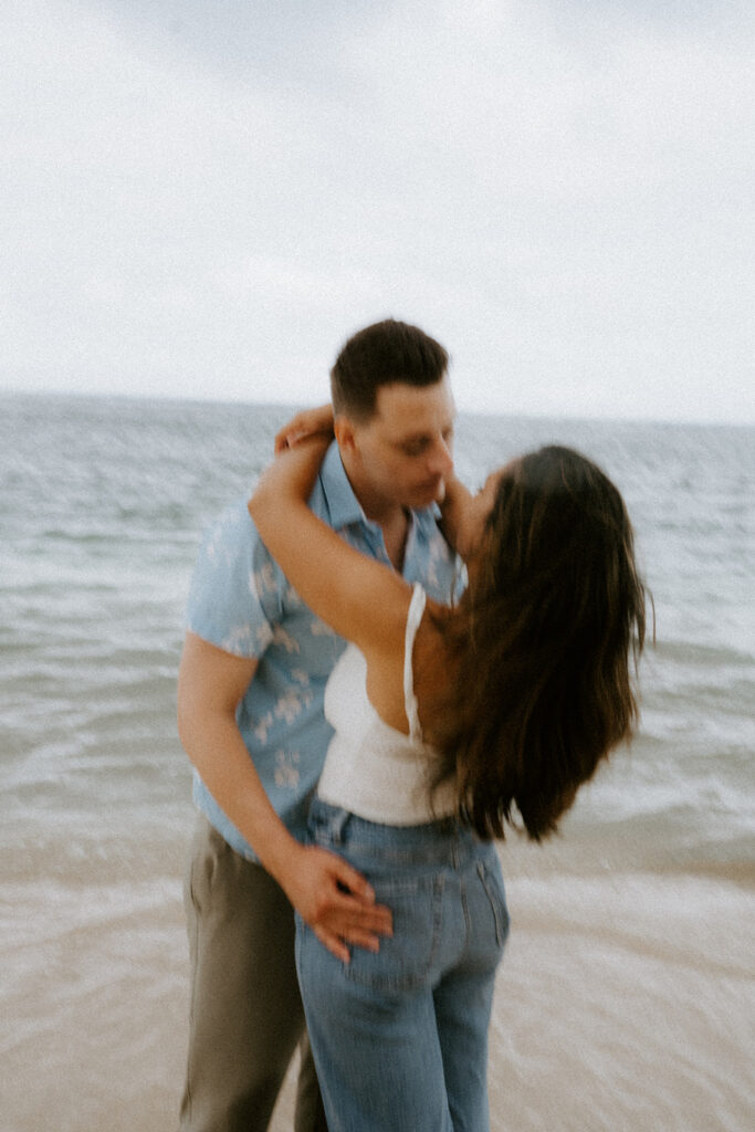 Oahu beach engagement photos